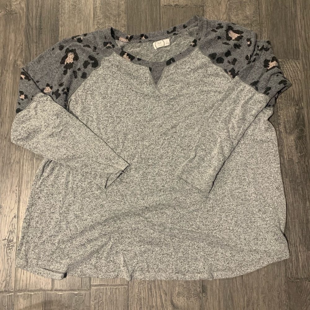 Grey Leopard Print Sweater